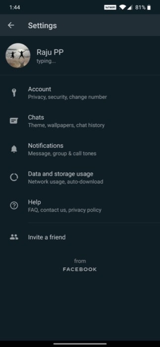 WhatsApp Beta Habilitar el modo oscuro 1