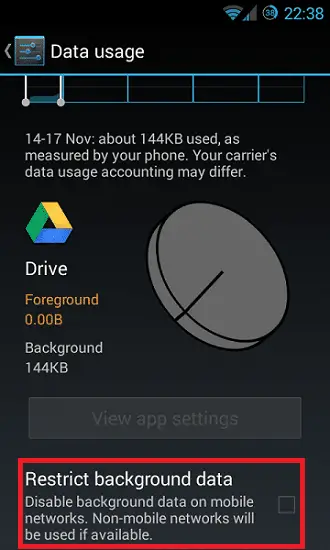 desactivar los datos de fondo para ciertas aplicaciones en Android