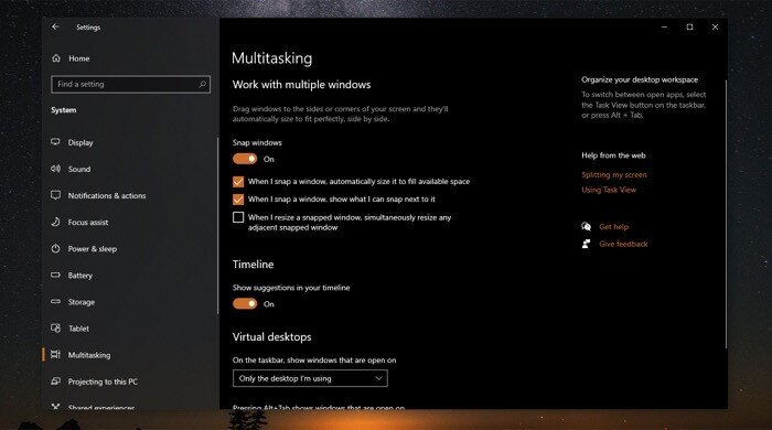 Habilitar la asistencia instantánea en Windows 10
