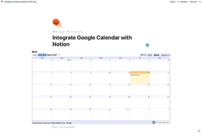 Google Calendar de solo lectura en Notion