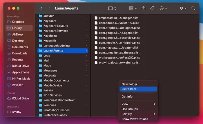 administrar los programas de inicio de Mac usando Finder