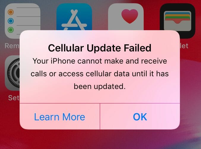 Actualización celular fallida iphone como arreglar