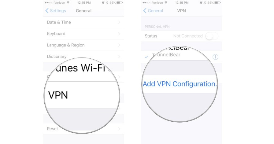 VPN en un iPhone