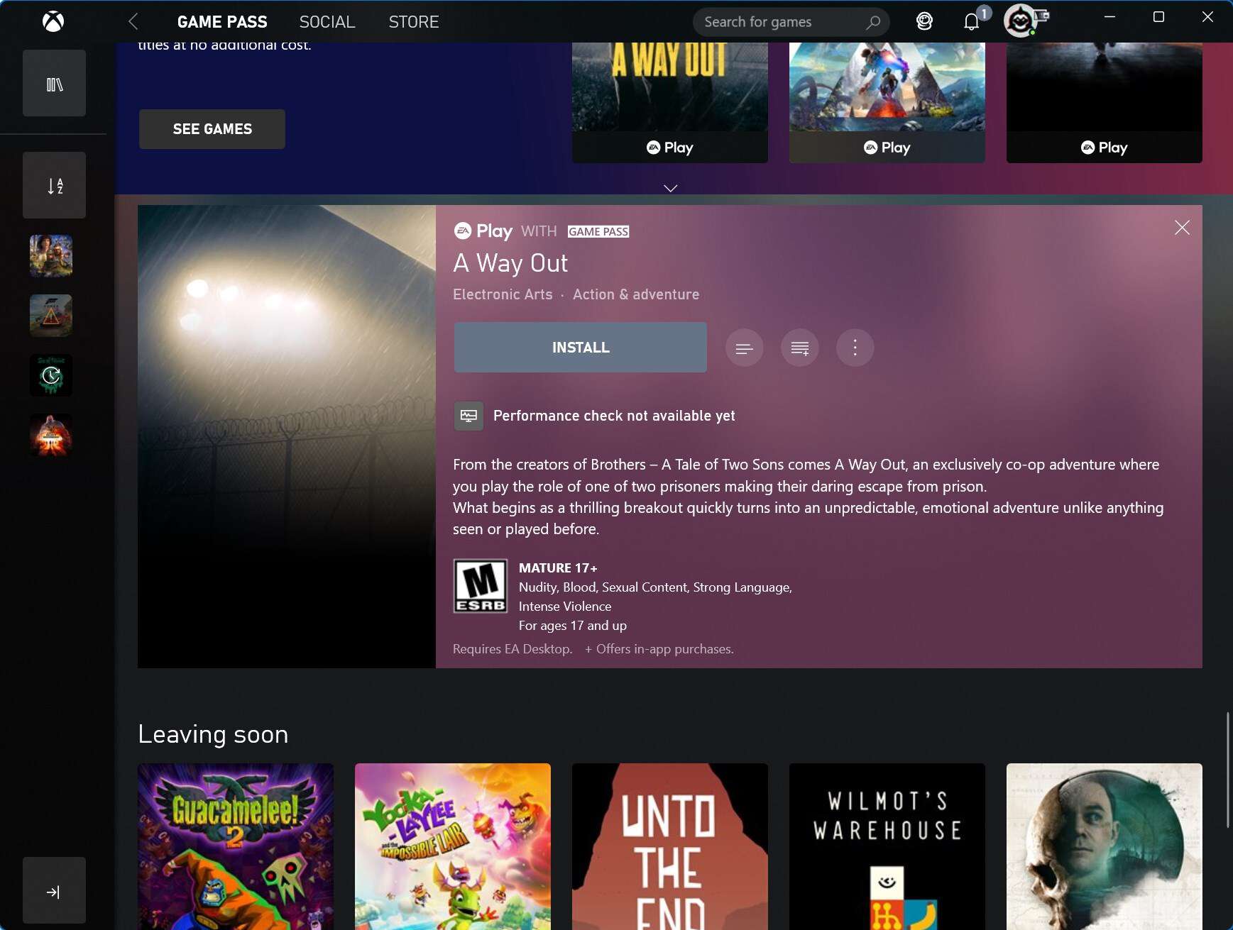 La aplicación Xbox muestra el ícono 