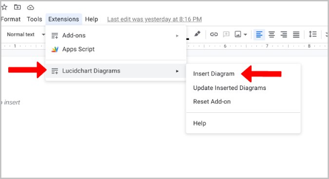 Insertar diagrama Extensión de Google Docs