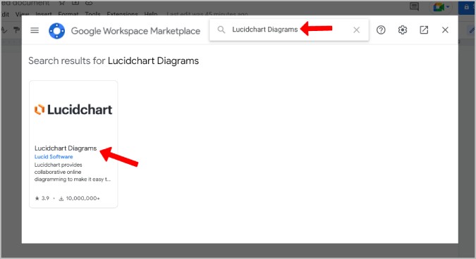 Complemento de Lucidchart en Google Docs