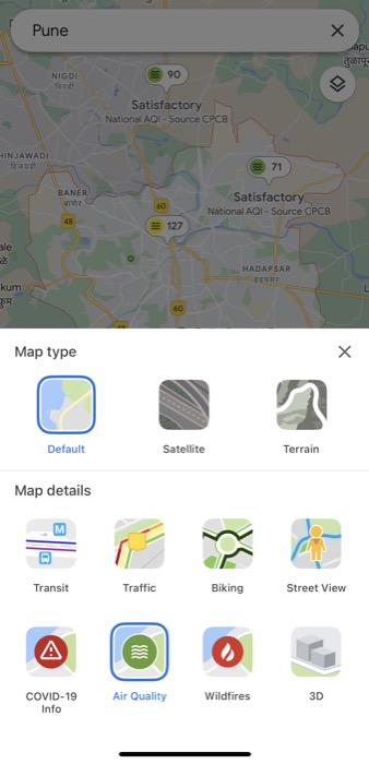 habilitando la capa de calidad del aire en google maps